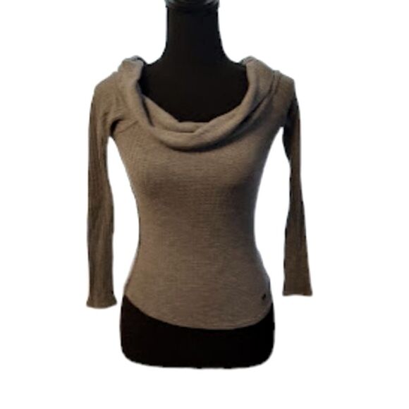 Hollister Wide Cowl Neck Waffle Knit Gray Sweater XS - Picture 1 of 5